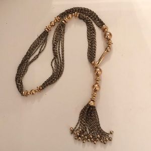STELLA AND DOT Long gold tassel necklace